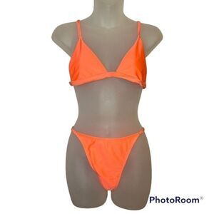 SHEIN Orange Triangle Bikini Swimsuit Size Medium